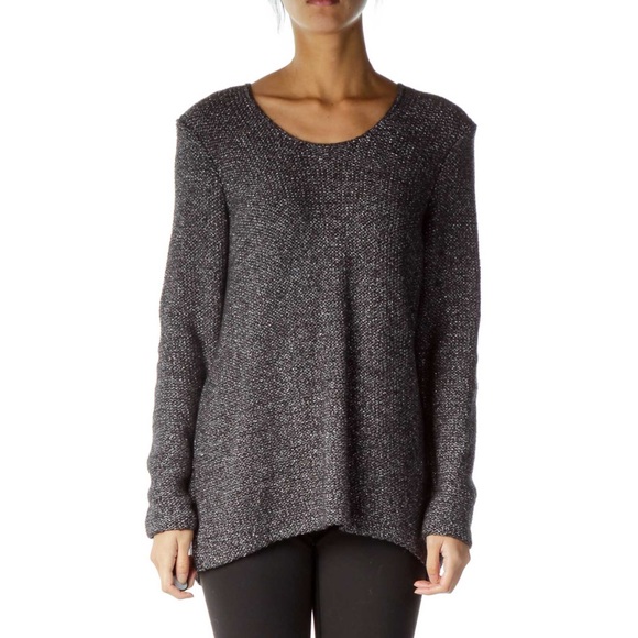 J. Jill Sweaters - J. Jill gray knit sweater linen metallic scoop